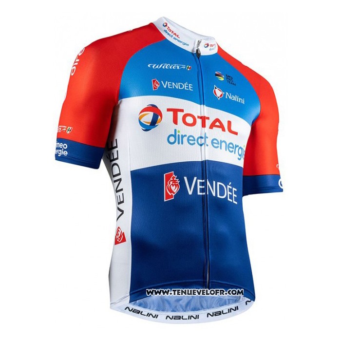 2020 Maillot Cyclisme Direct Energie Rouge Bleu Manches Courtes et Cuissard